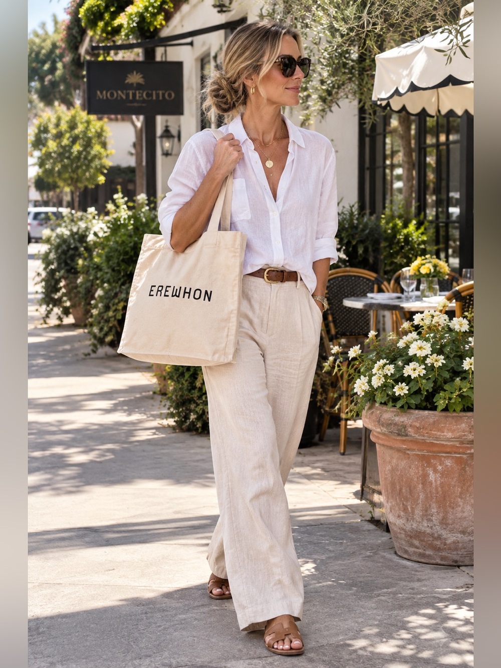Erewhon Cream Canvas Tote with Logo NWOT